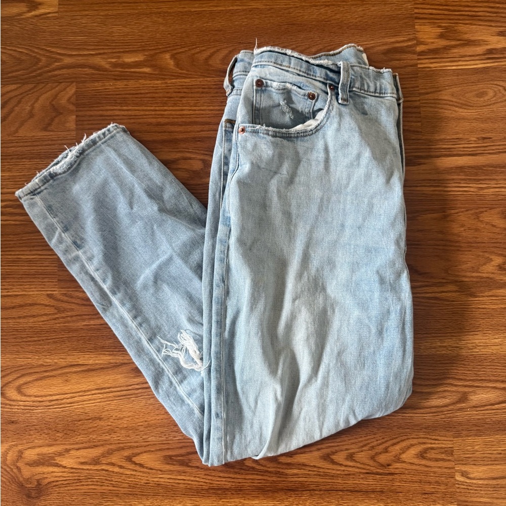 A&F Light Wash Distressed Jeans